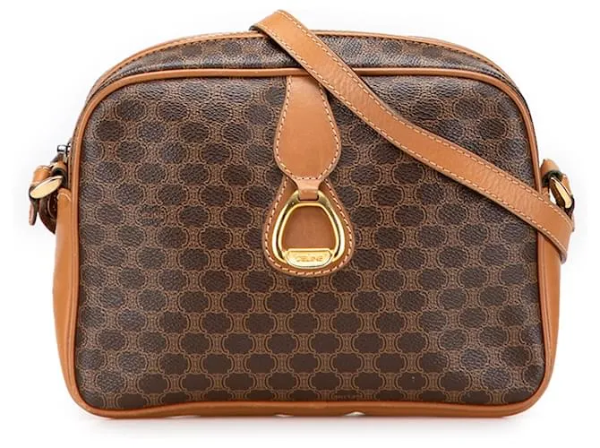 Céline Borsa a tracolla in tela rivestita Macadam marrone di Celine Marrone scuro