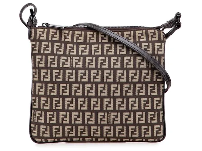 Borsa a tracolla in tela Zucchino marrone Fendi Marrone scuro