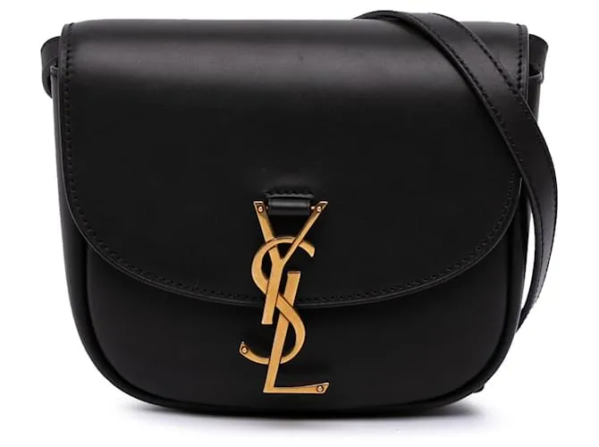 Borsa a tracolla Kaia in pelle nera con monogramma Saint Laurent Nero