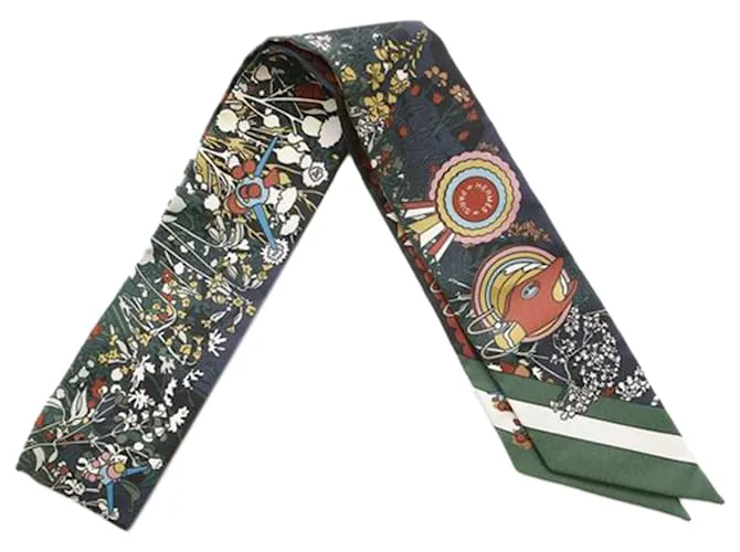 Foulard in seta Twilly Pit Stop in pony verde Hermès