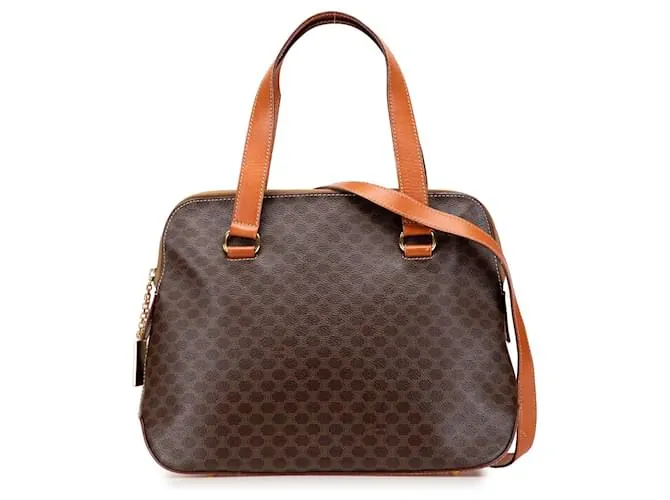 Céline Borsa a tracolla in tela rivestita Macadam marrone di Celine