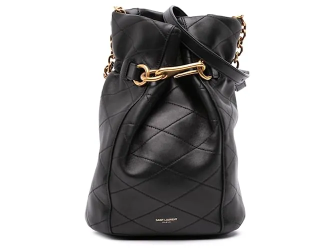 Borsa a secchiello Le Maillon in pelle di agnello nera di Saint Laurent Nero