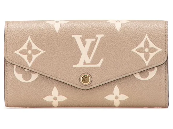 Portafoglio Sarah Monogram Empreinte Bicolore Marrone Louis Vuitton Beige