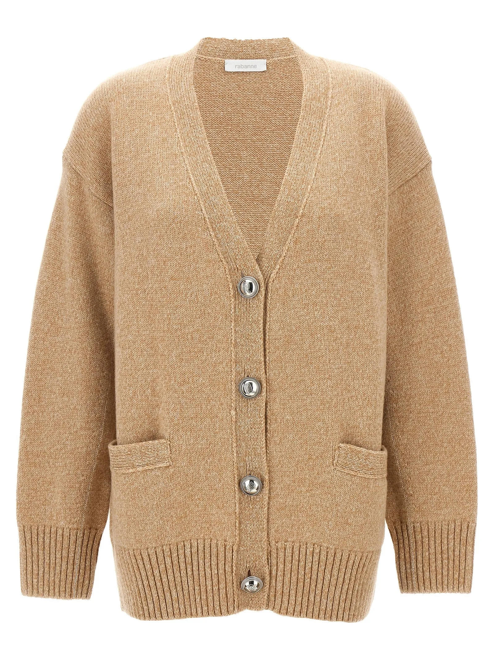 Logo Button Cardigan Maglioni Beige