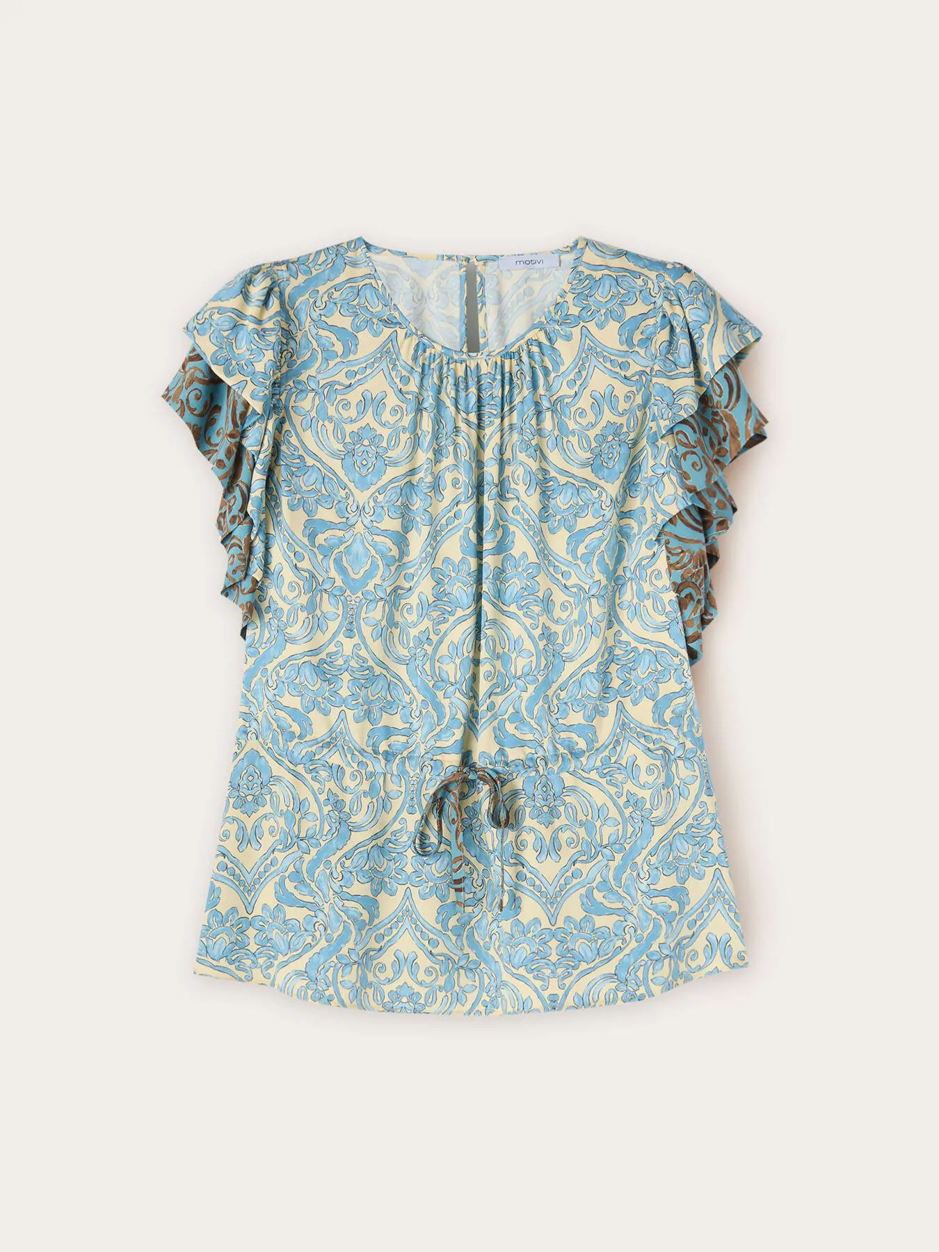 Blusa volant fantasia etnica