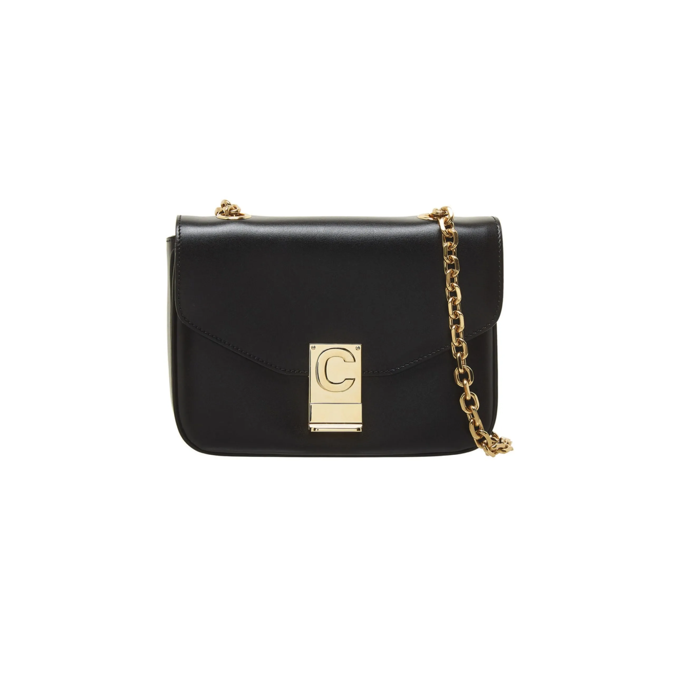 Borsa a spalla logo frontale pelle nera