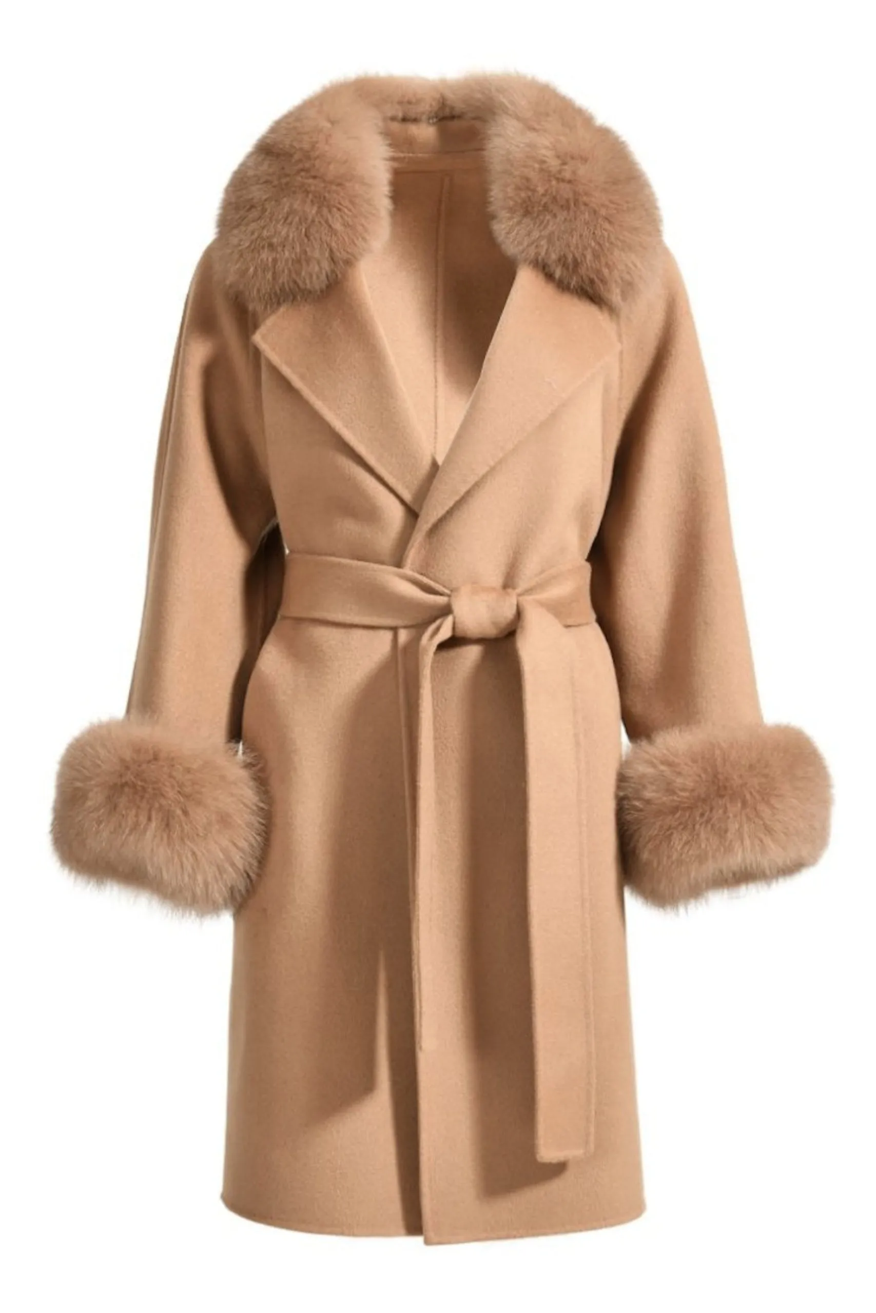 Cappotto Chiara Camel in Misto Cachemire
