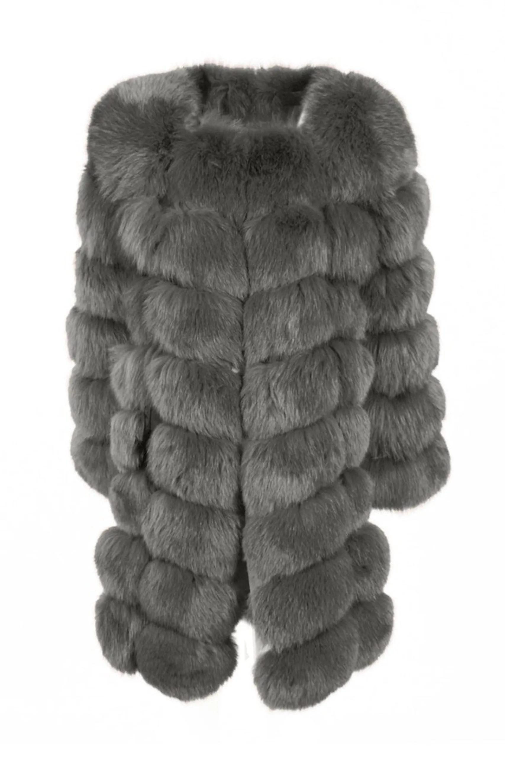 Giacca Extra Grigia Scuro in Pelliccia di Volpe