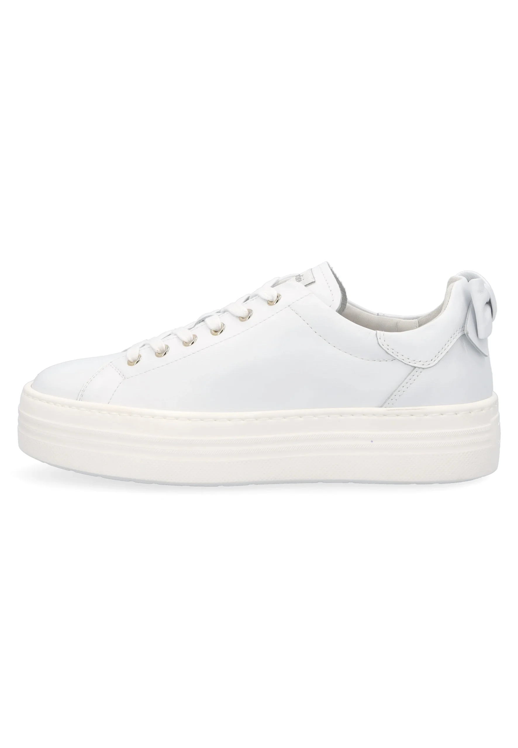 Sneakers platform donna NeroGiardini in pelle con fiocco