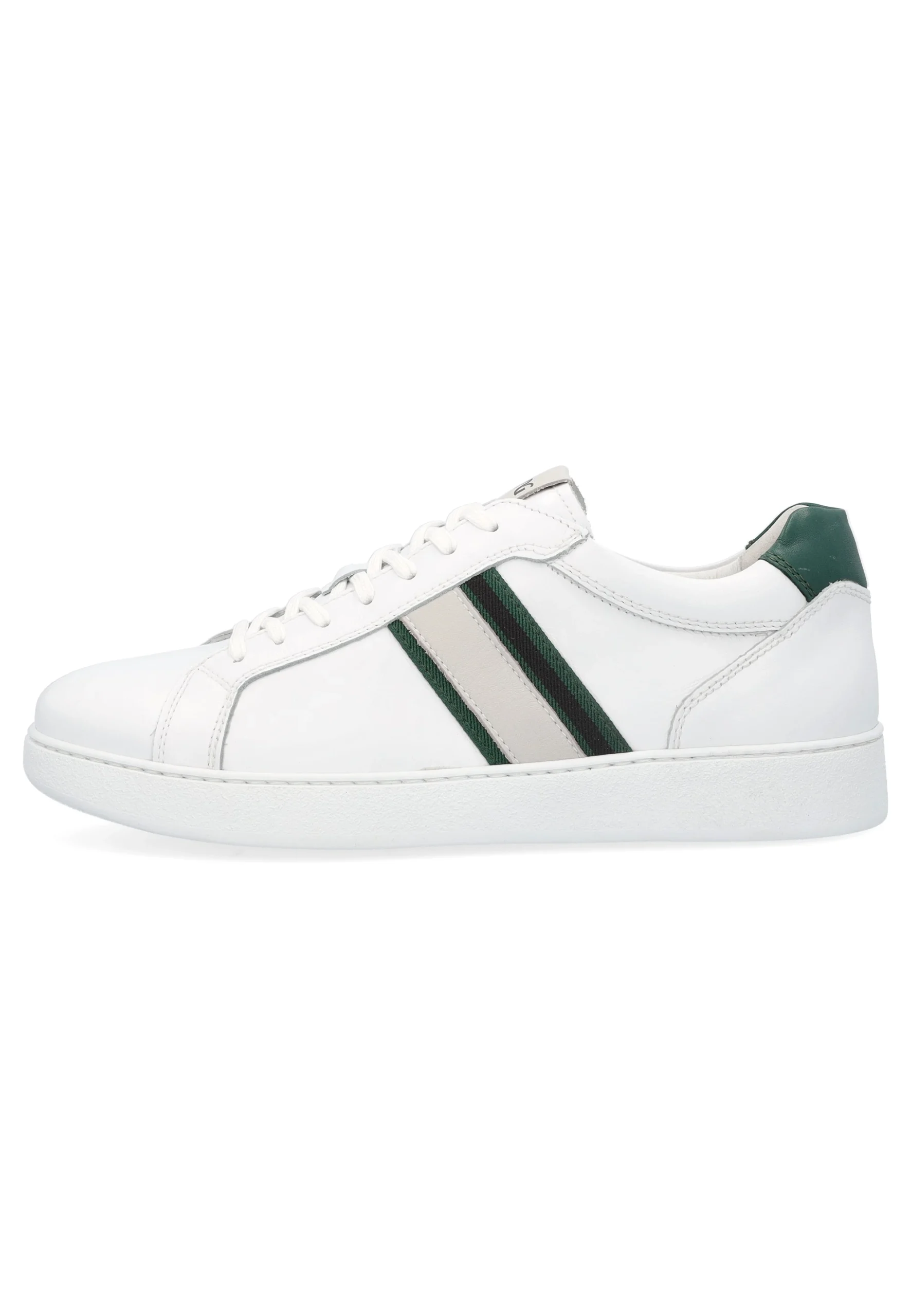 Sneakers uomo in pelle NeroGiardini con retro verde e dettagli laterali
