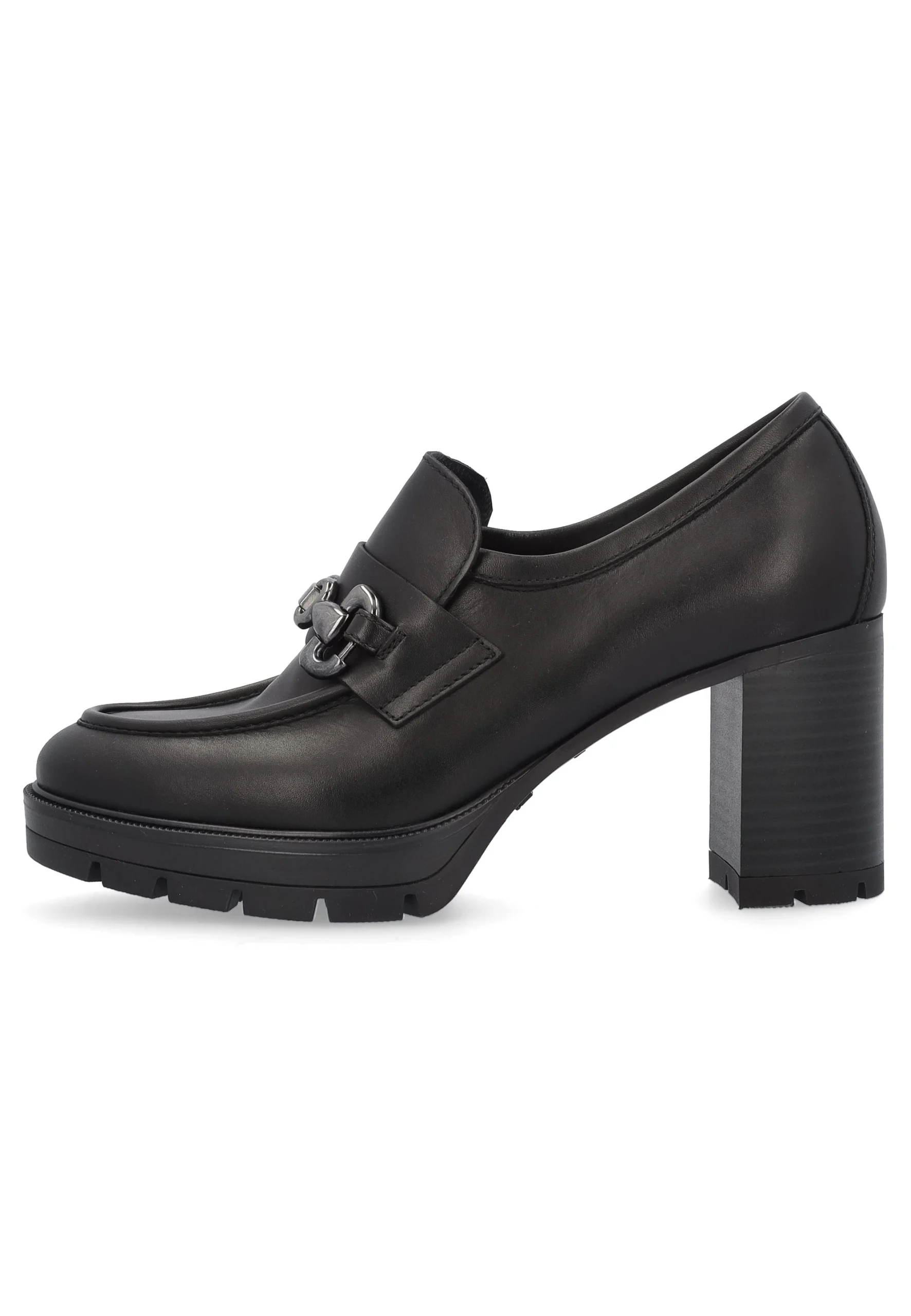 Mocassini in pelle con tacco largo 8 cm NeroGiardini donna