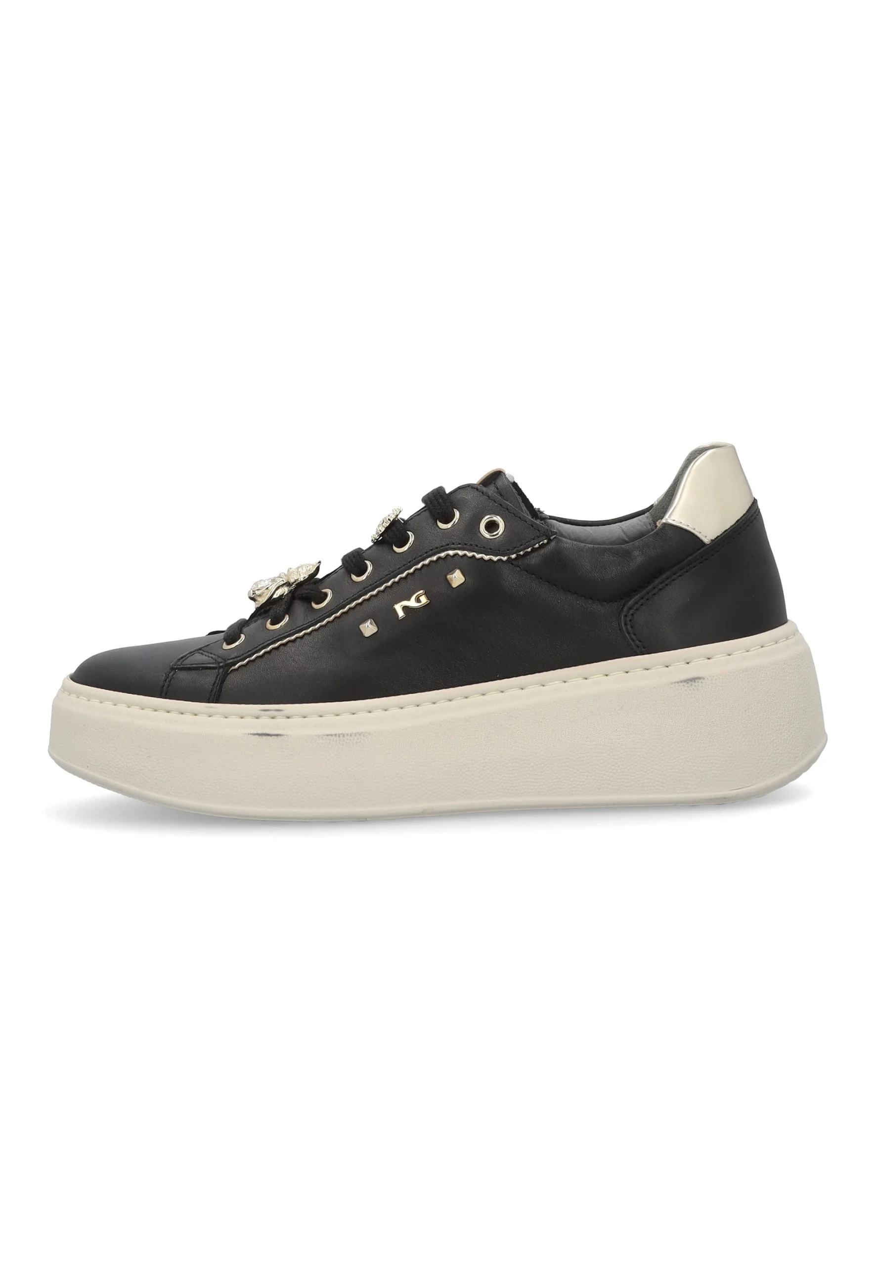 Sneakers NeroGiardini in pelle con dettagli d'orati I411621D
