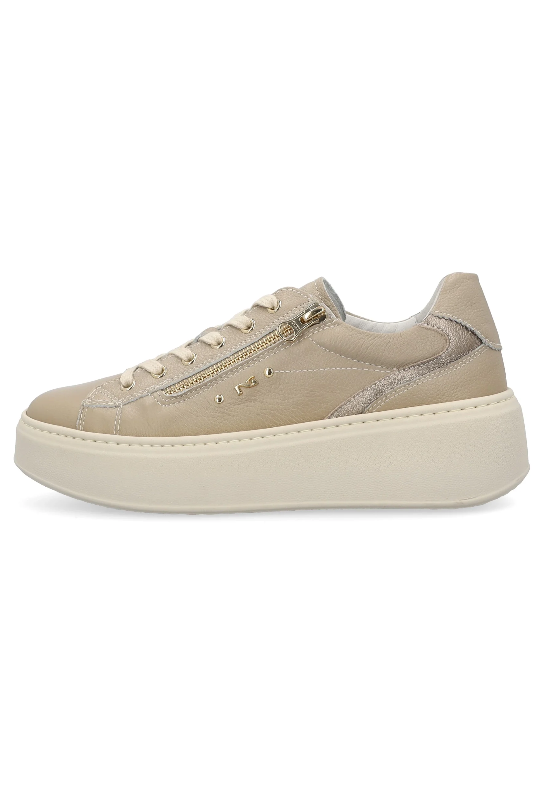 Sneakers donna NeroGiardini in pelle con dettagli in tessuto I514212D