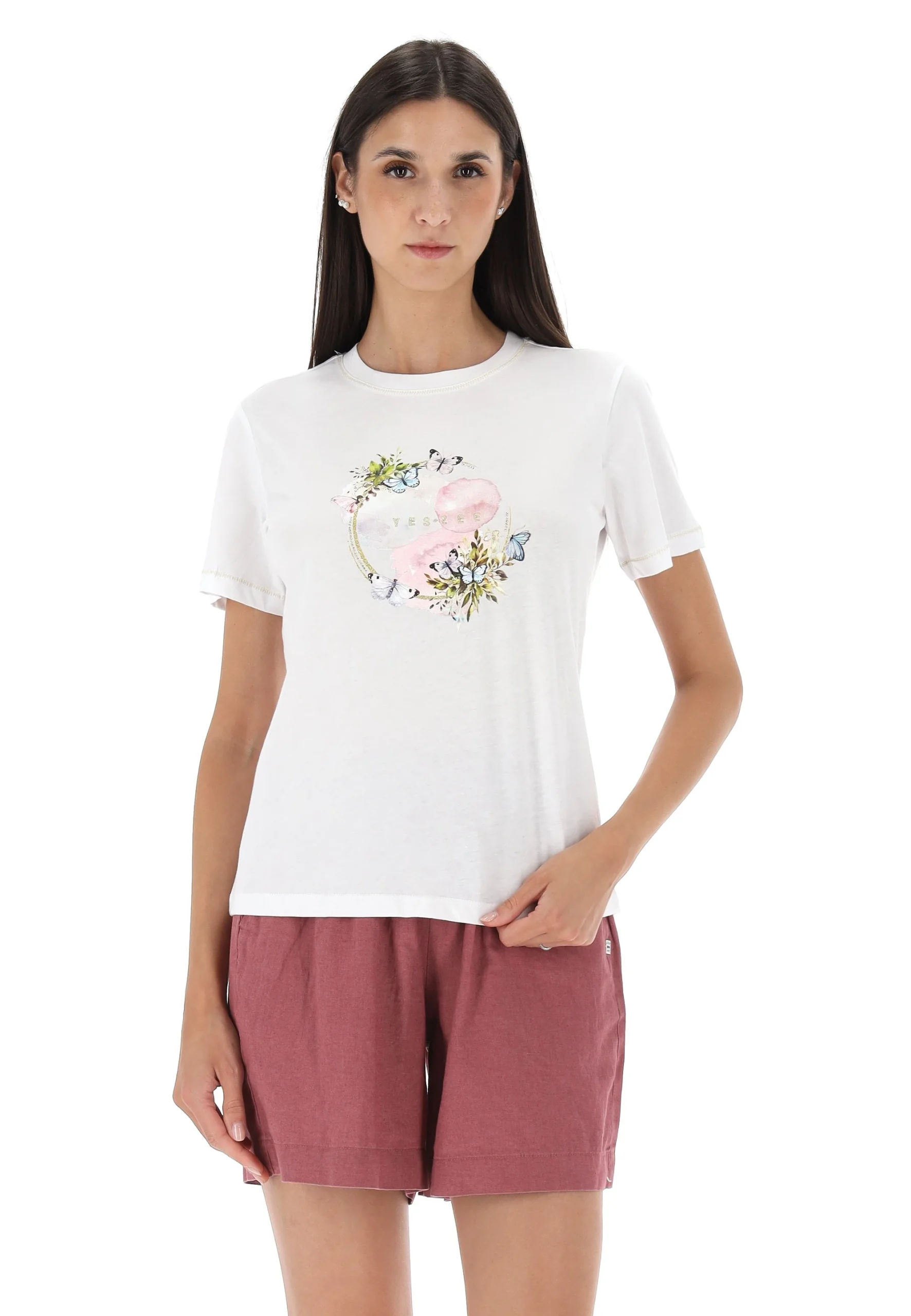 T-shirt Yes Zee donna con stampa frontale