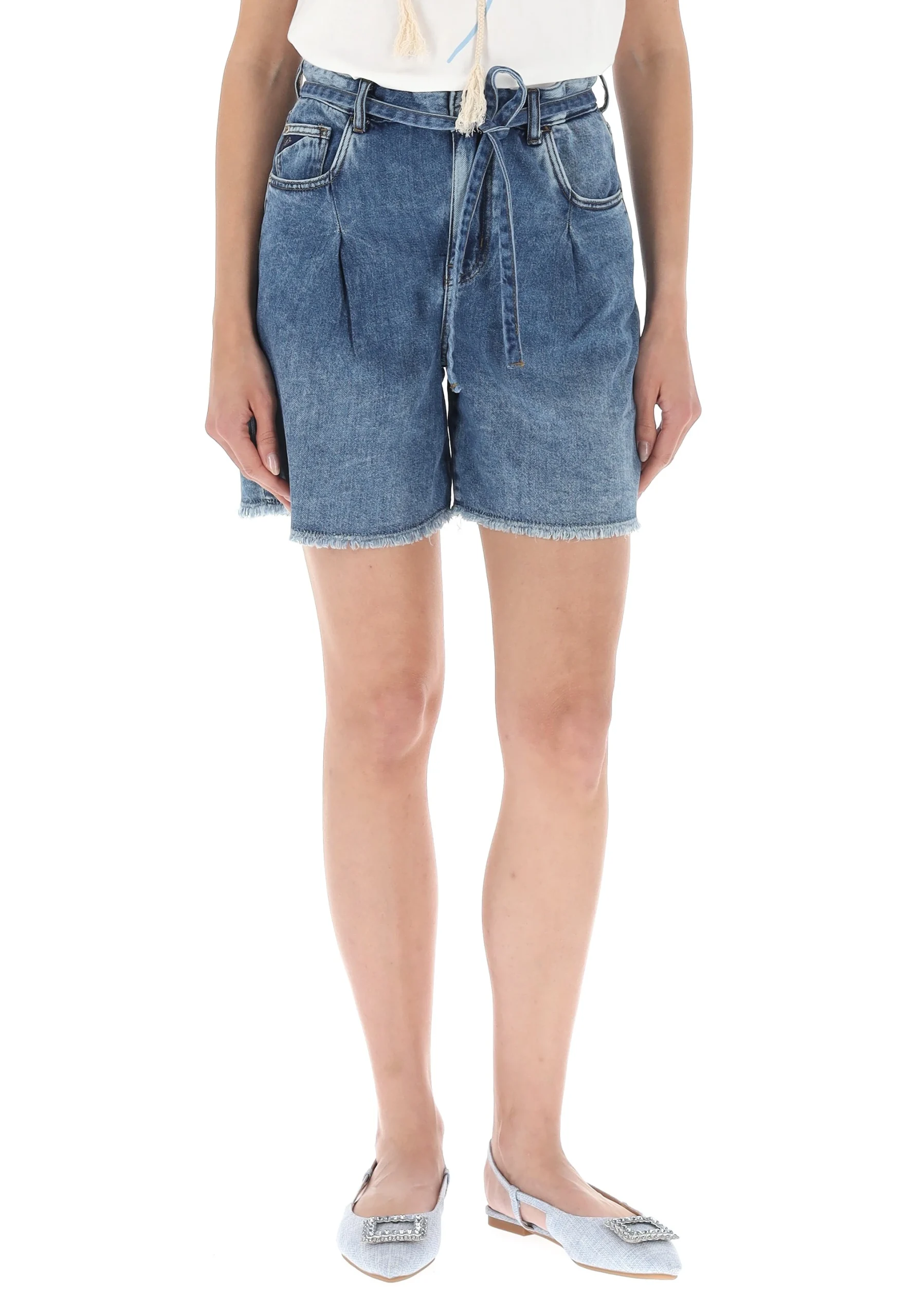 Shorts in denim sfrangiato Yes Zee donna