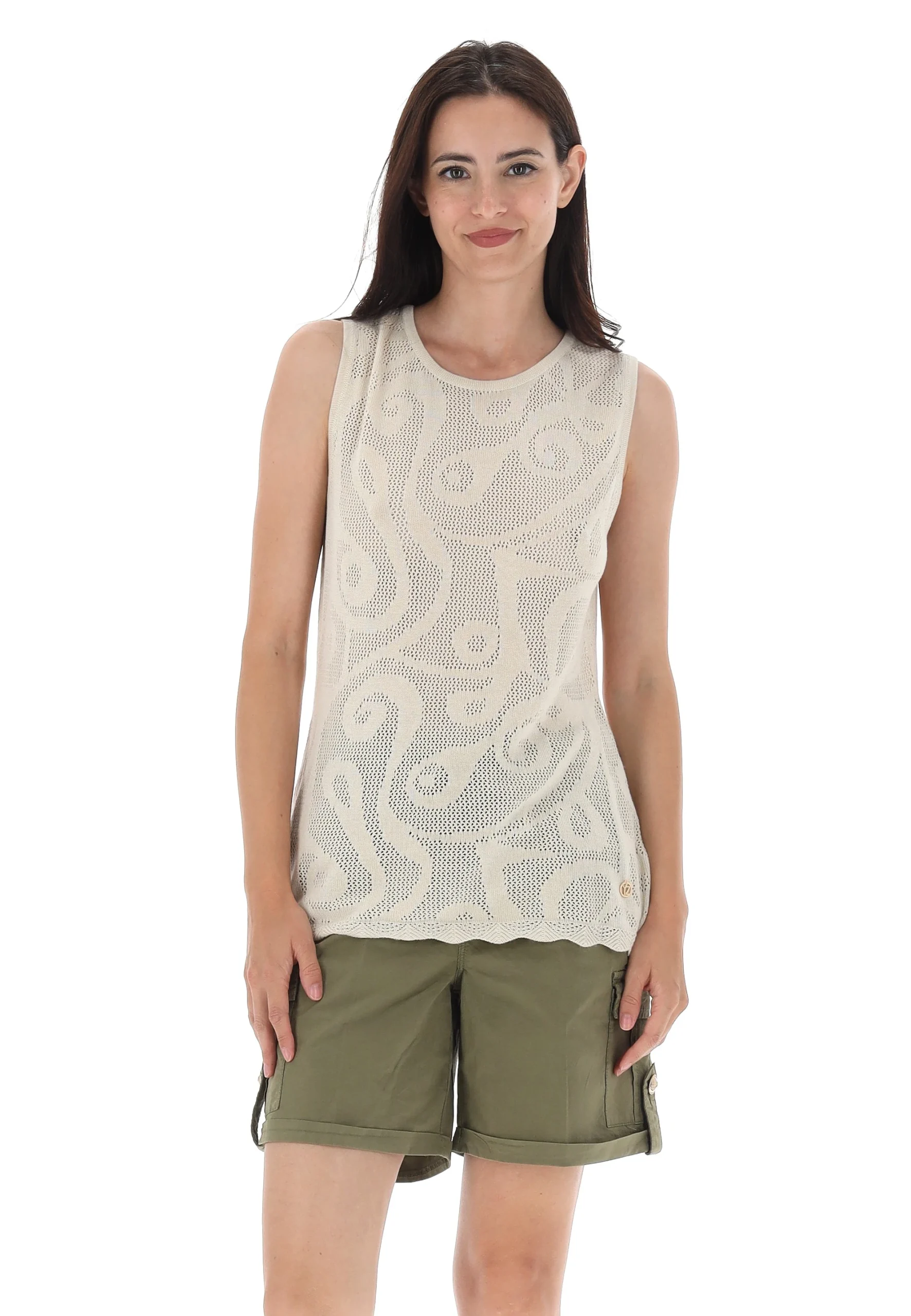 Pullover leggero Yes Zee traforato senza maniche in viscosa