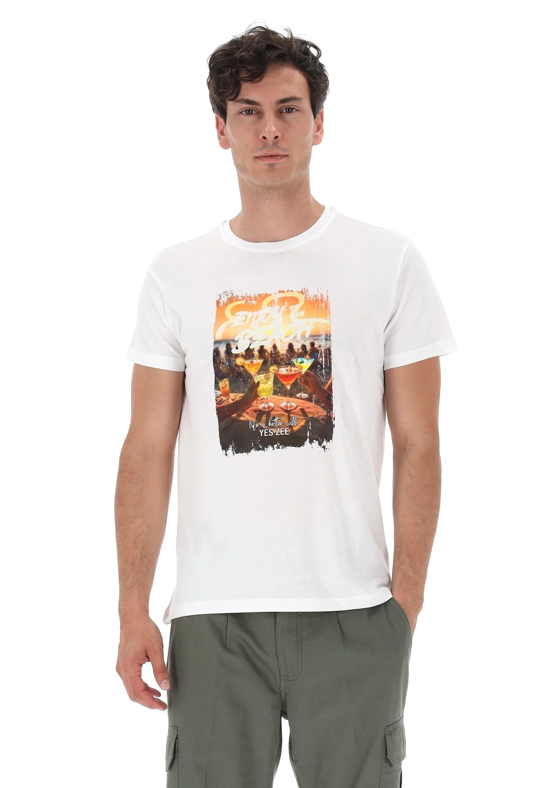 T-shirt Yes Zee uomo con stampa centrale art. 49T727SG08