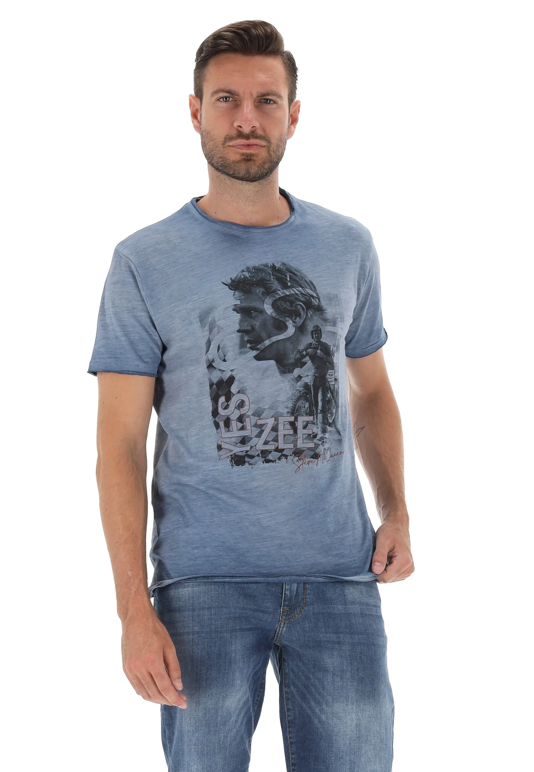 T-shirt Yes Zee uomo in cotone con stampa frontale art. 53T748T300