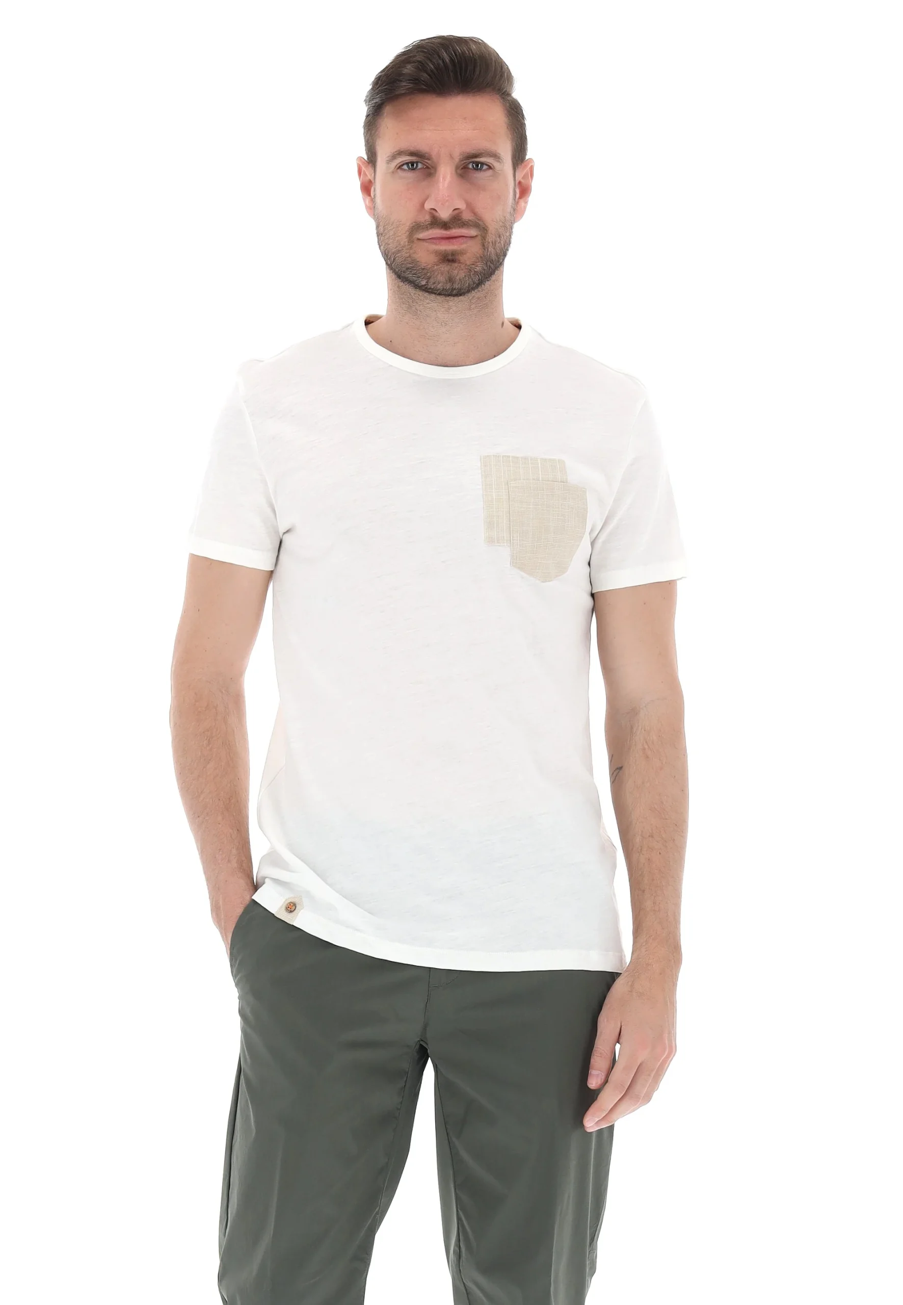 T-shirt con taschino e patch tono su tono Yes Zee