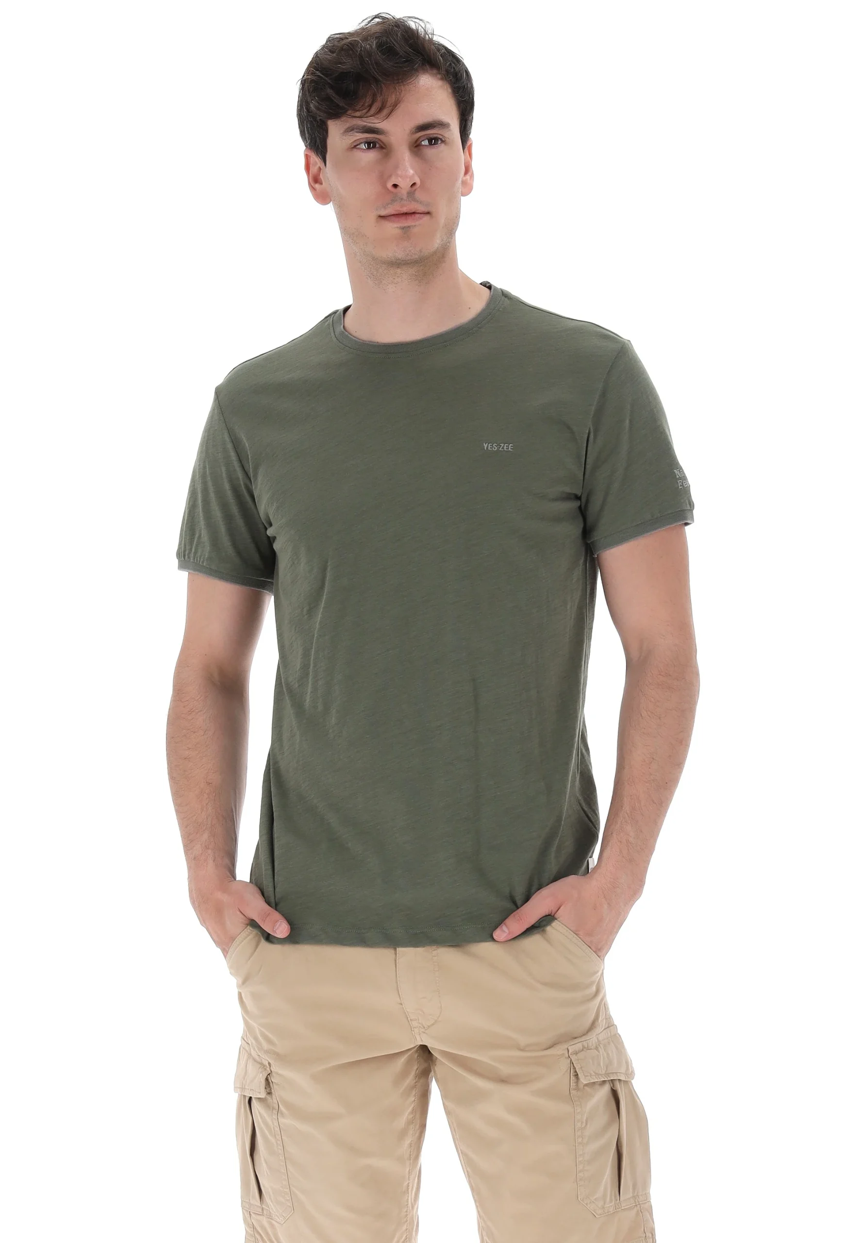 T-shirt girocollo con ricamo manica Yes Zee art. 714T737S500