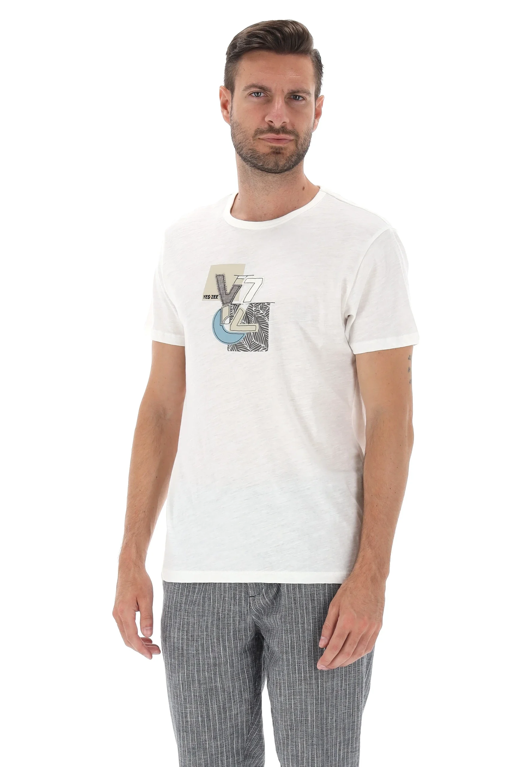 T-shirt uomo Yes Zee in cotone con stampa frontale art. 723T752S502