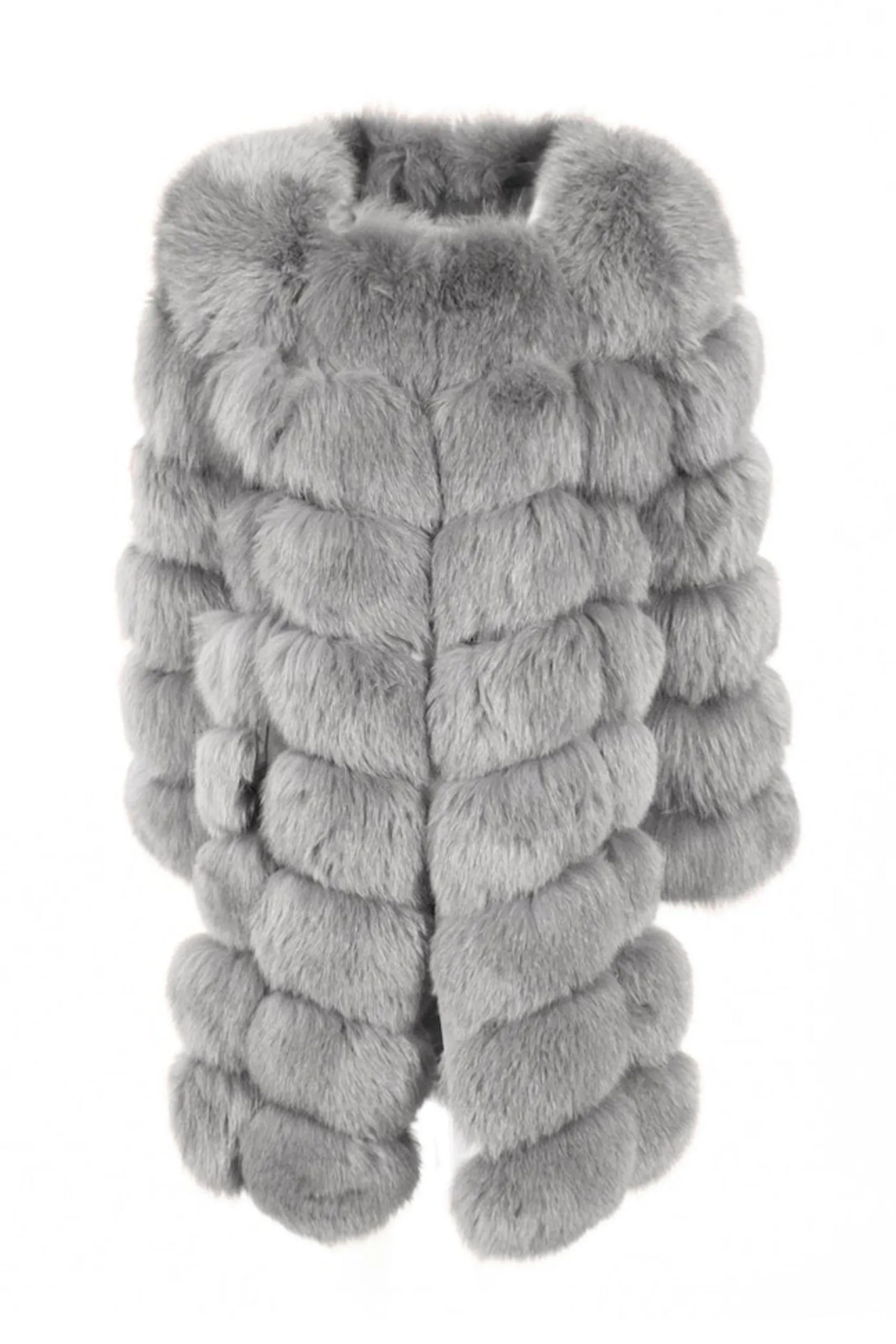 Giacca Extra Grigia Chiaro in Pelliccia di Volpe