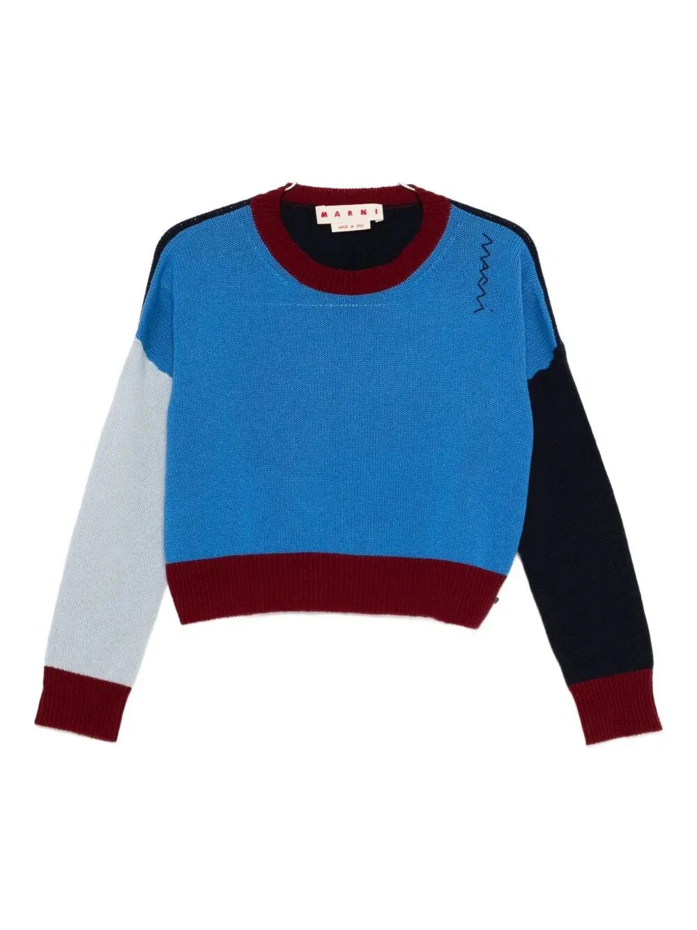 MAGLIONE CROP IN CASHMERE COLOR-BLOCK