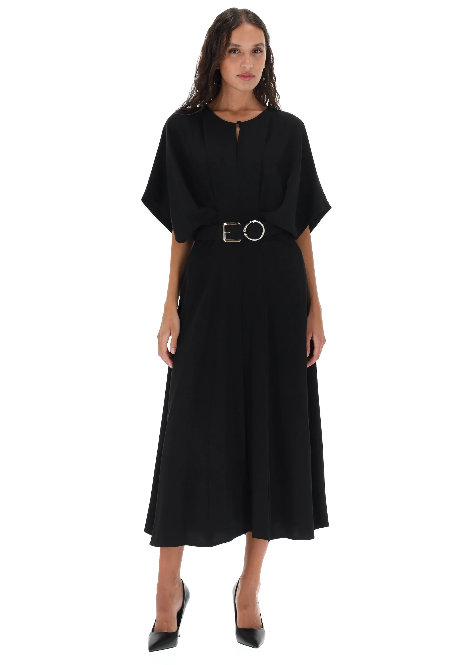 Abito lungo con arricciature e cintura Imperial AFSVKJKC