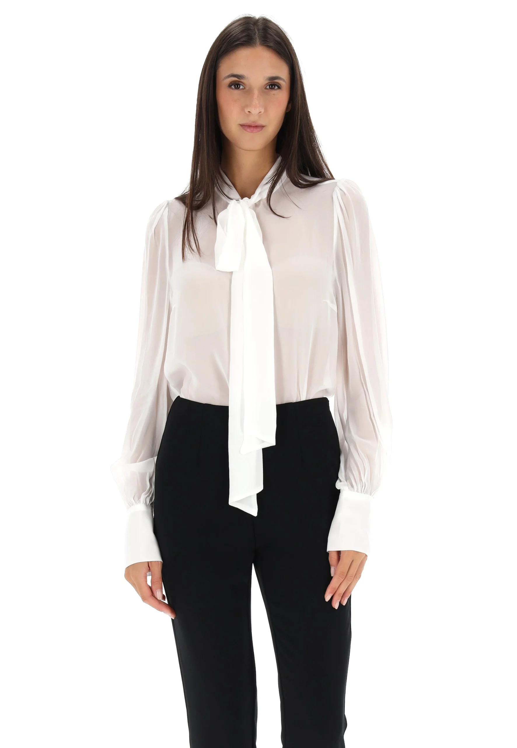 Camicetta velata in viscosa Imperial CMG8IFC con fiocco