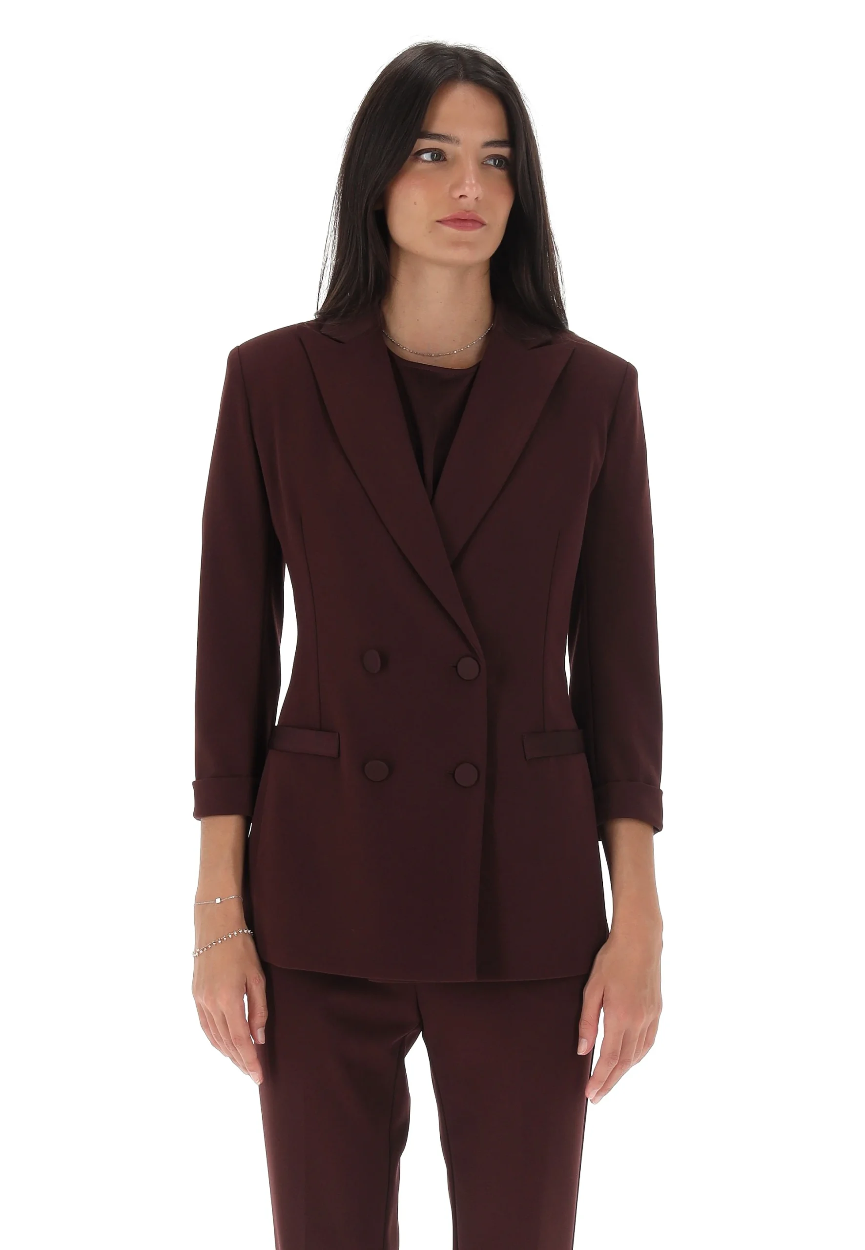 Giacca doppio petto Imperial donna con dettagli effetto raso