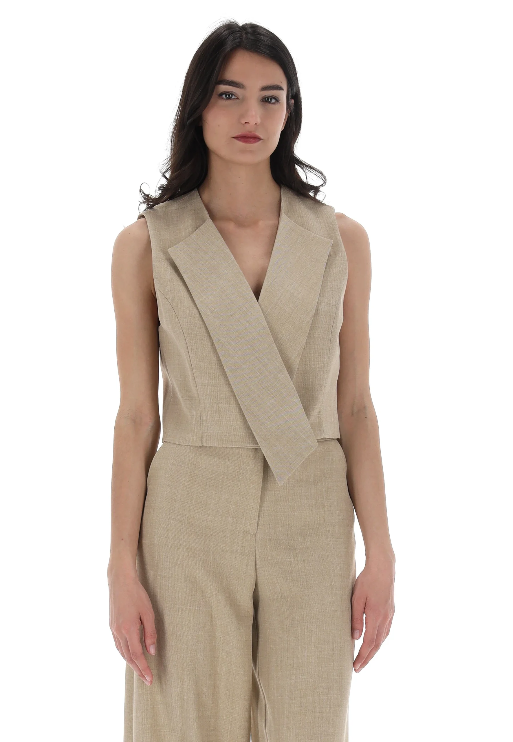 Gilet crop fiammato con bottone Imperial LC71JME