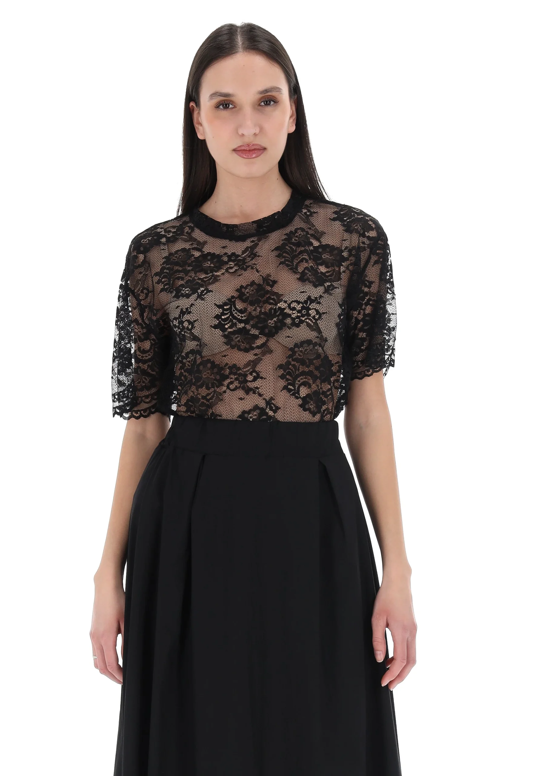 T-shirt girocollo in pizzo Imperial