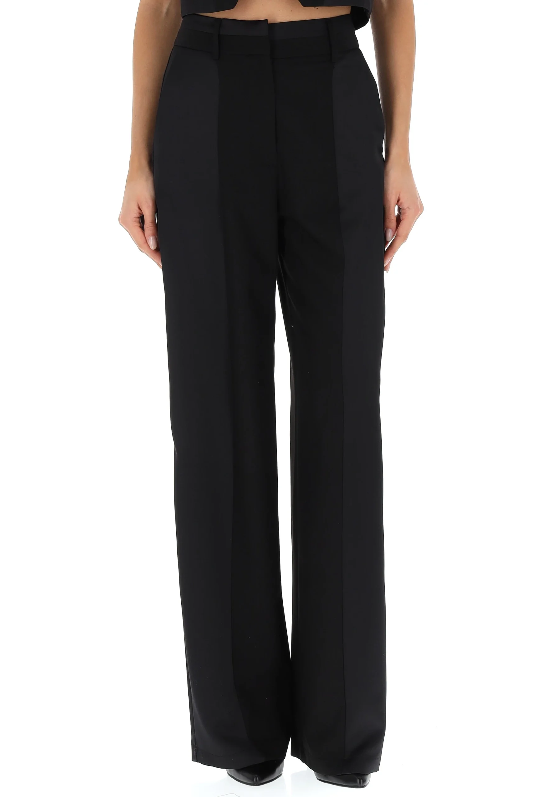 Pantalone palazzo con inserti satin tono su tono Imperial