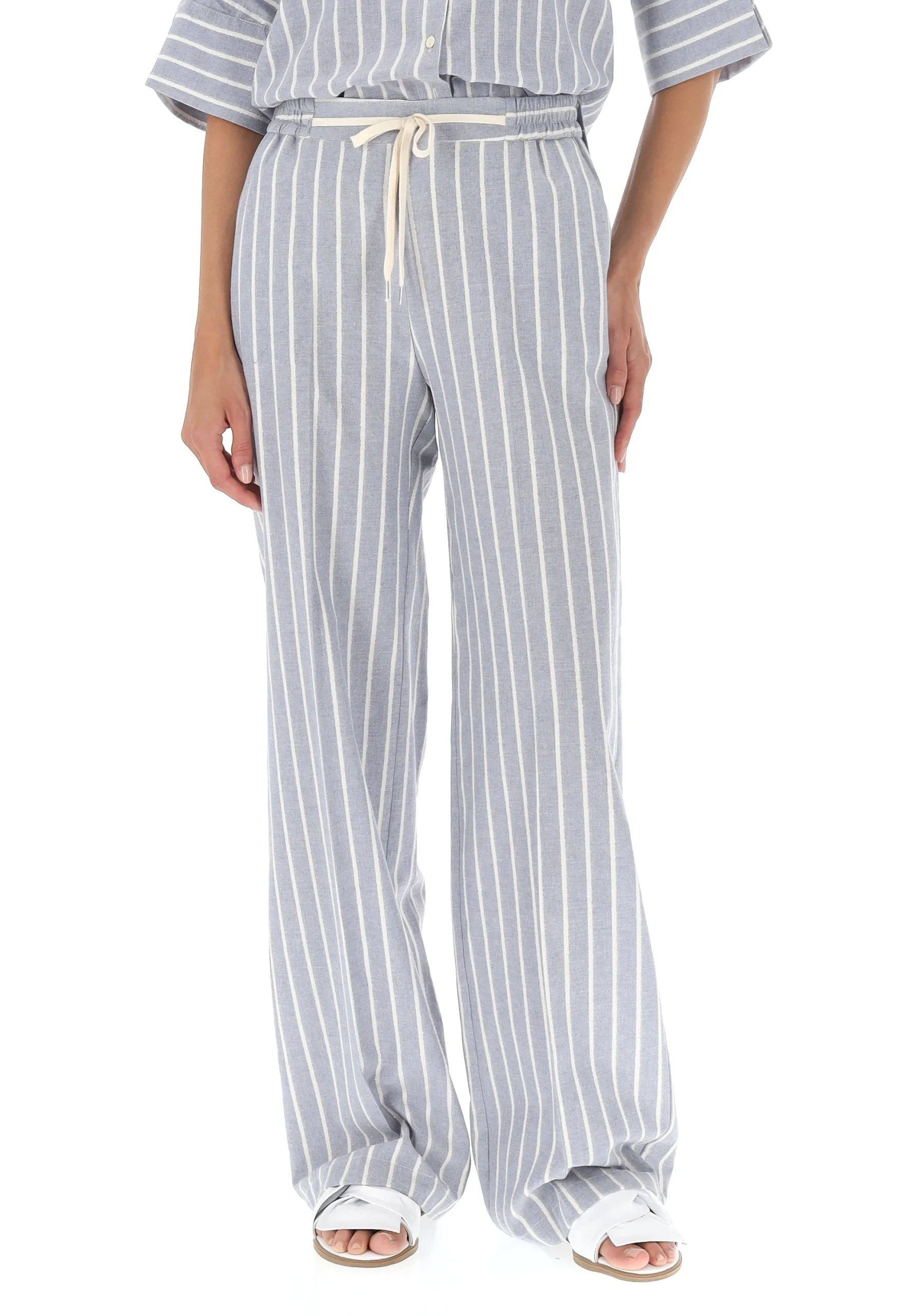 Pantaloni rigati con dettaglio lurex Imperial donna