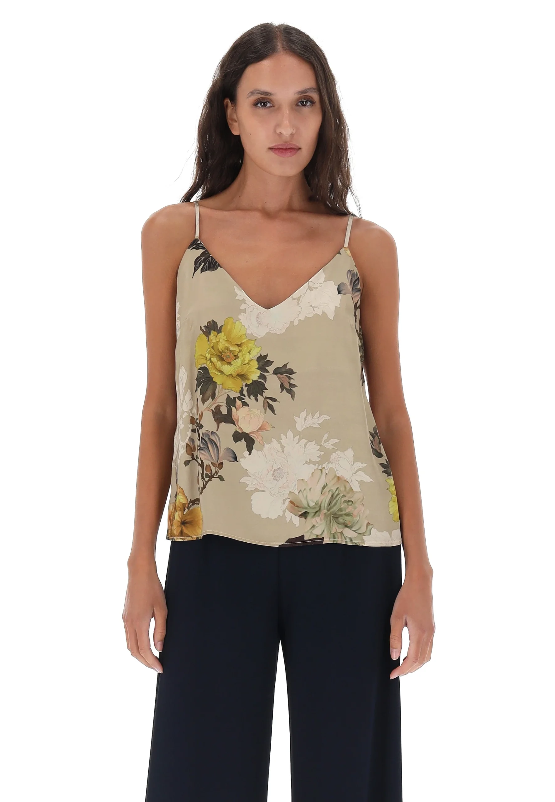 Top in viscosa effetto raso fantasia fiori Imperial