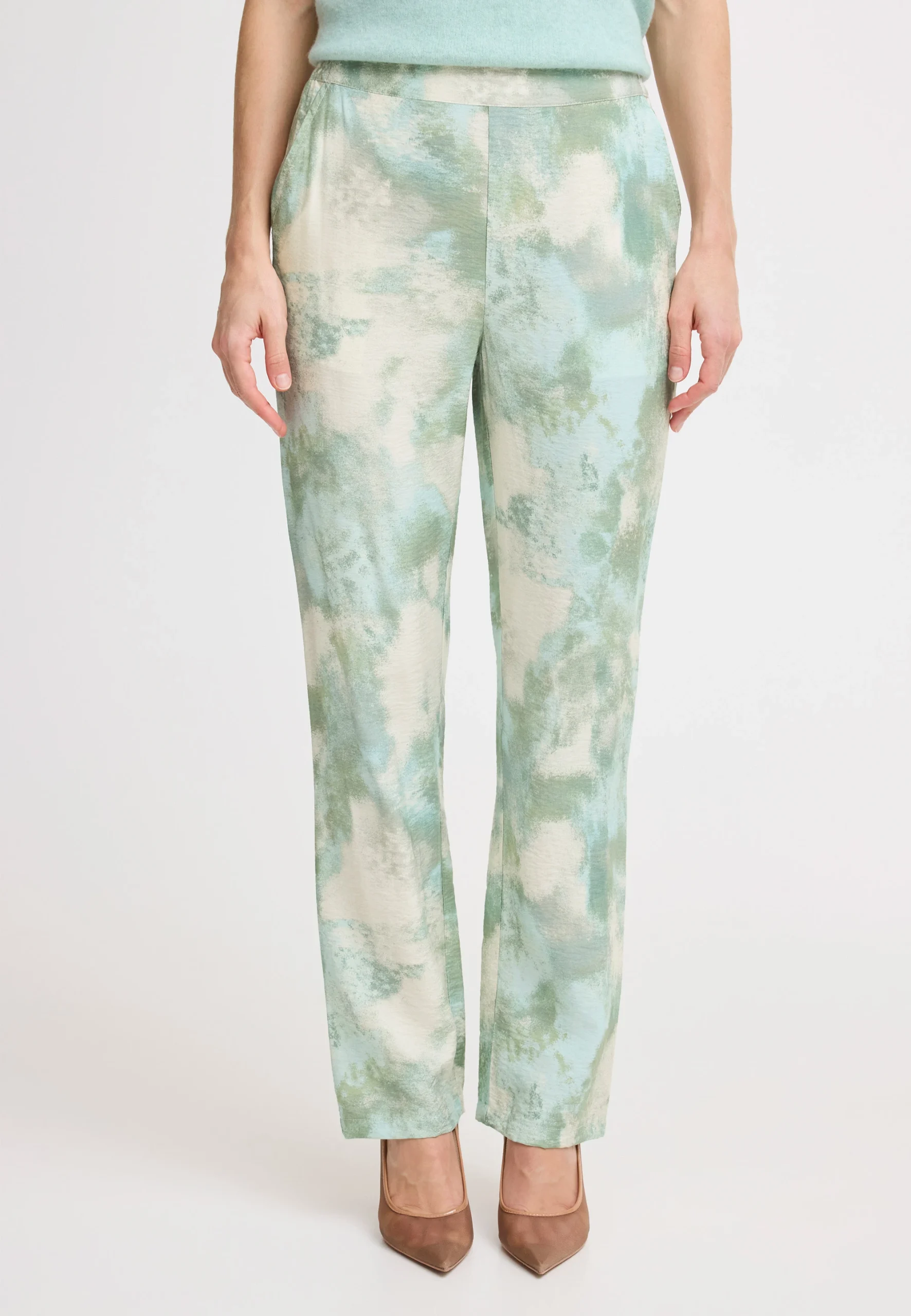 Pantalone in viscosa fantasia astratta b.young