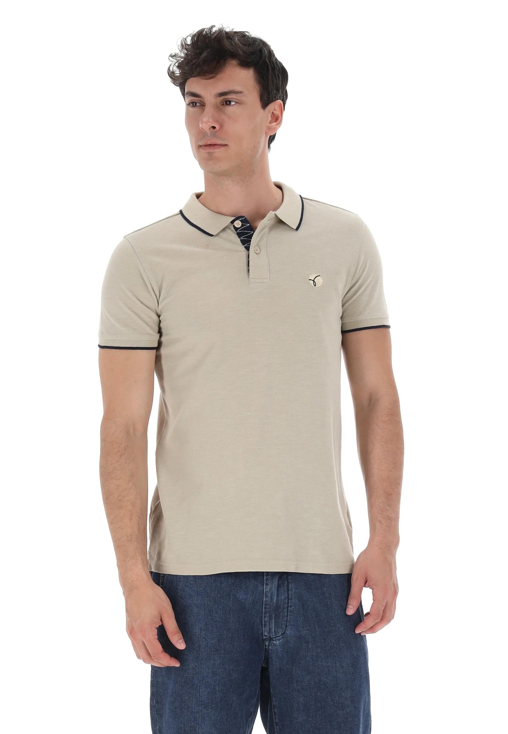 Polo in piquet KeyJey con ricamo e profili a contrasto