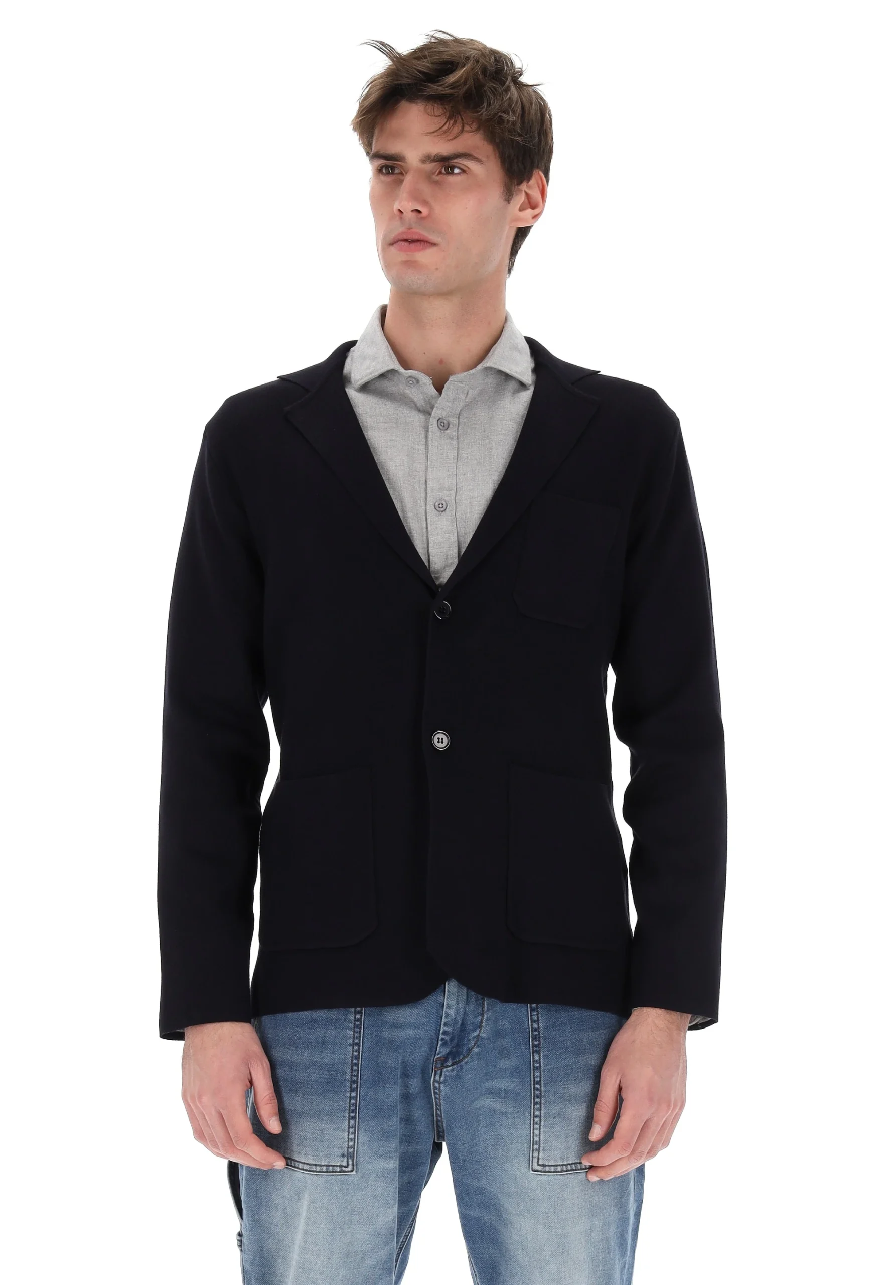 Giacca in maglia KeyJey in misto viscosa con bottoni uomo