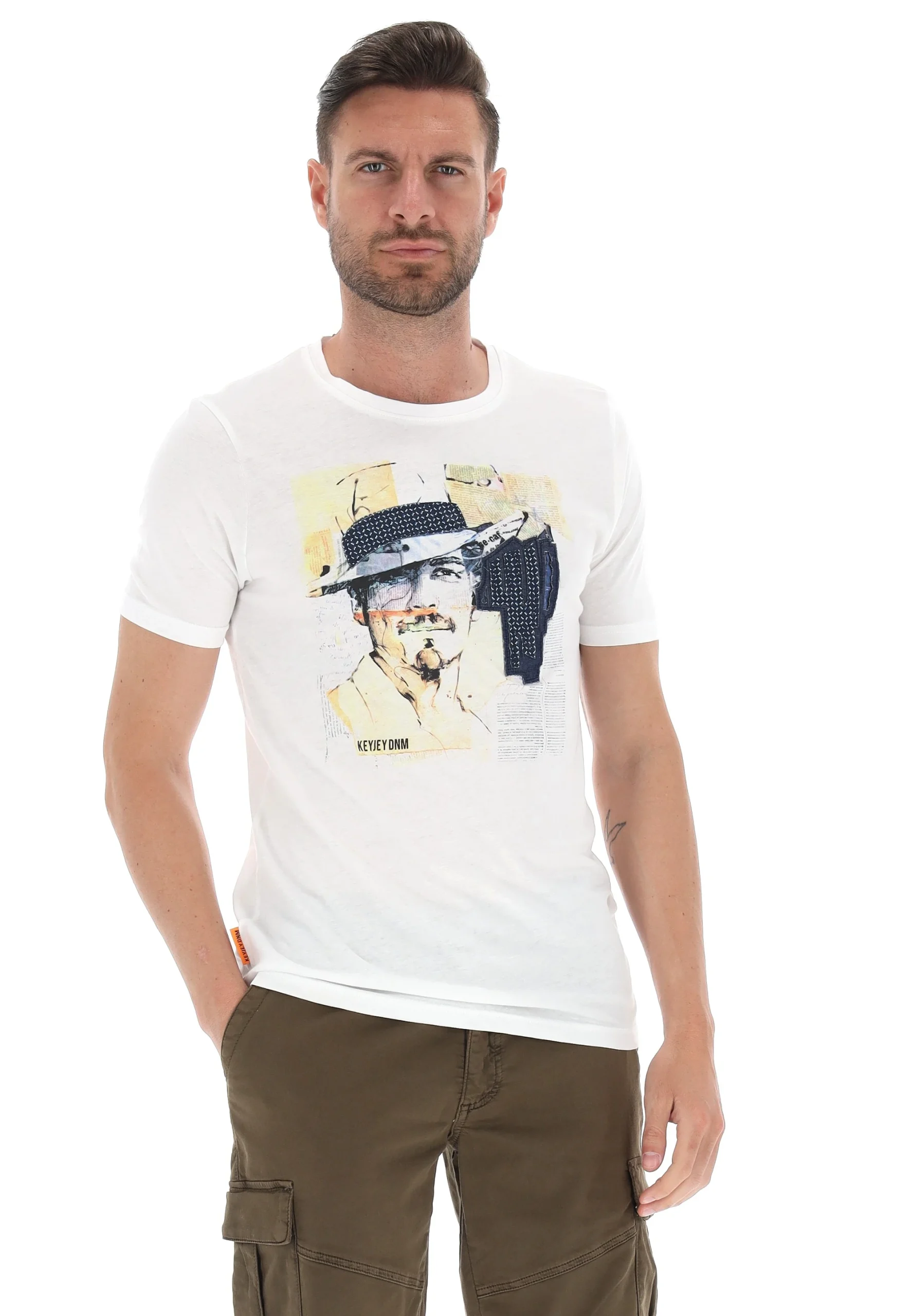 T-shirt con stampa e applicazioni KeyJey