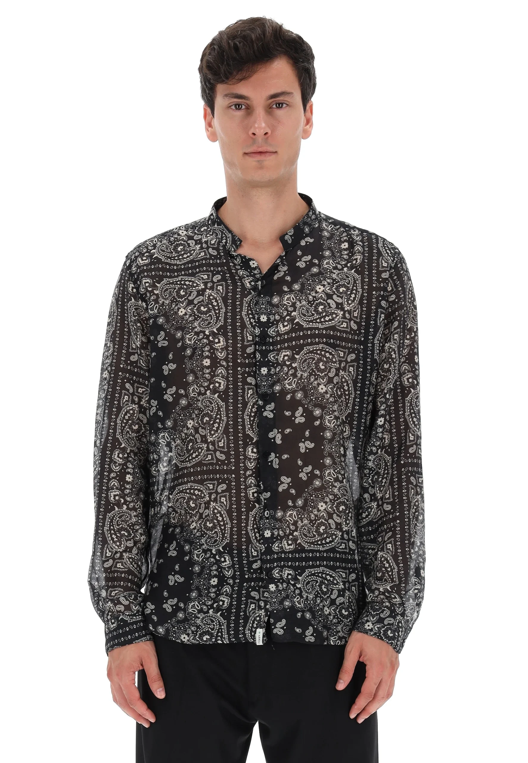 Camicia con collo coreana Altatensione in fantasia FRAGOLA3286