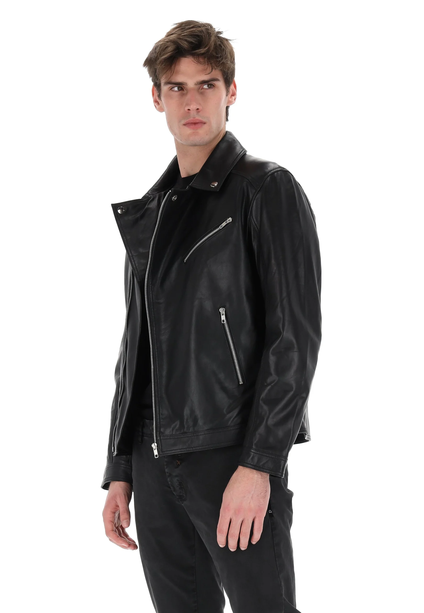 Chiodo in vera pelle uomo full zip Altatensione mod. STREET