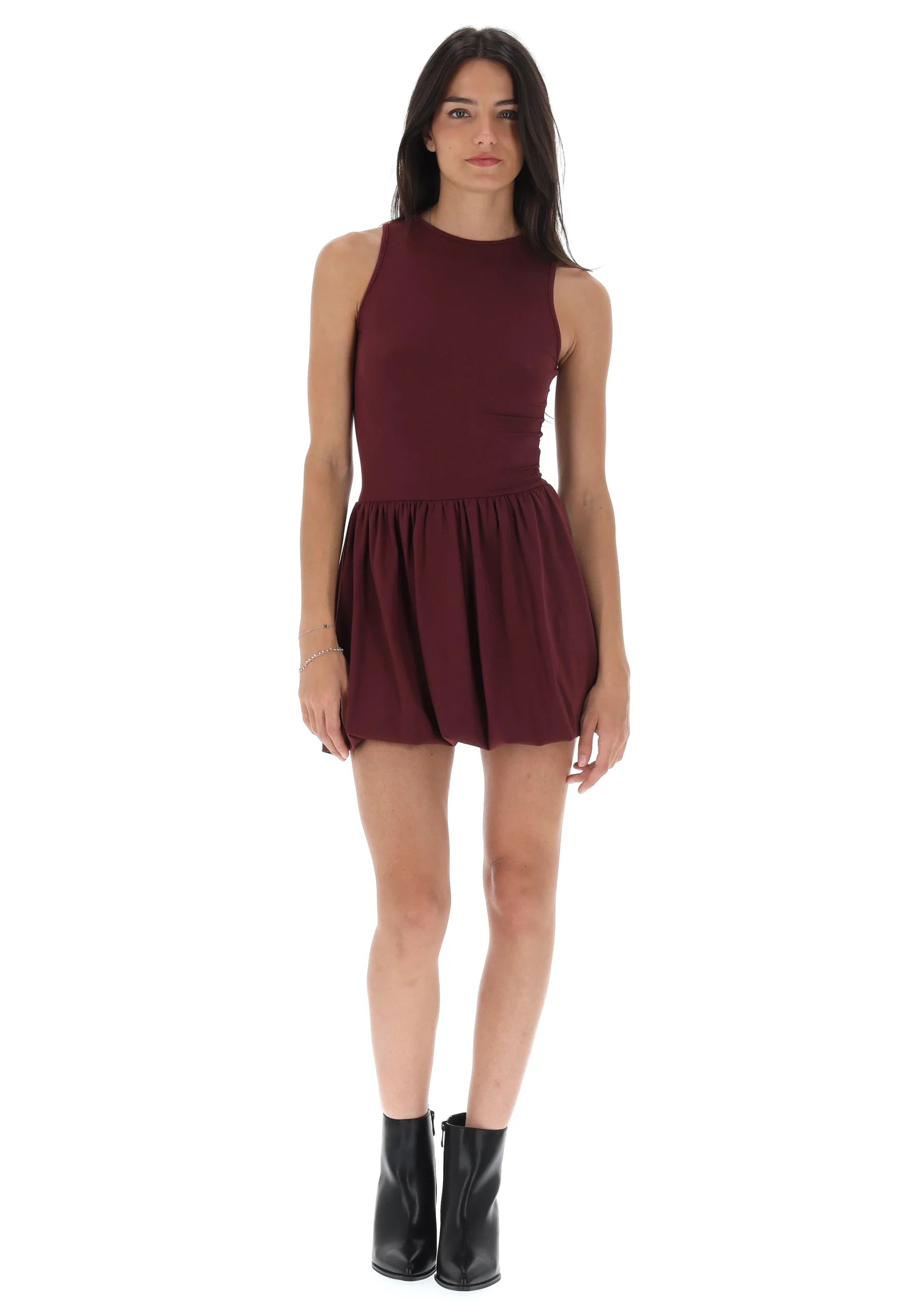 Abito corto èks donna con gonna ballon in tinta unita