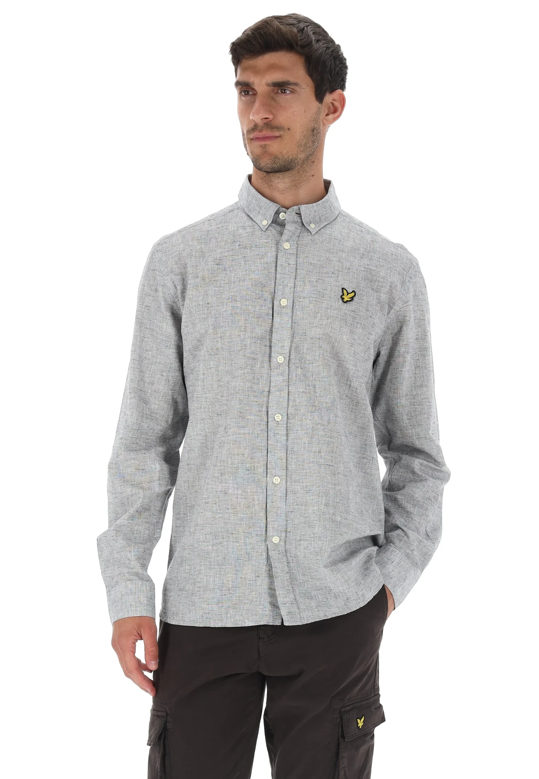Camicia uomo Lyle&Scott in misto cotone con logo ricamato LW2207