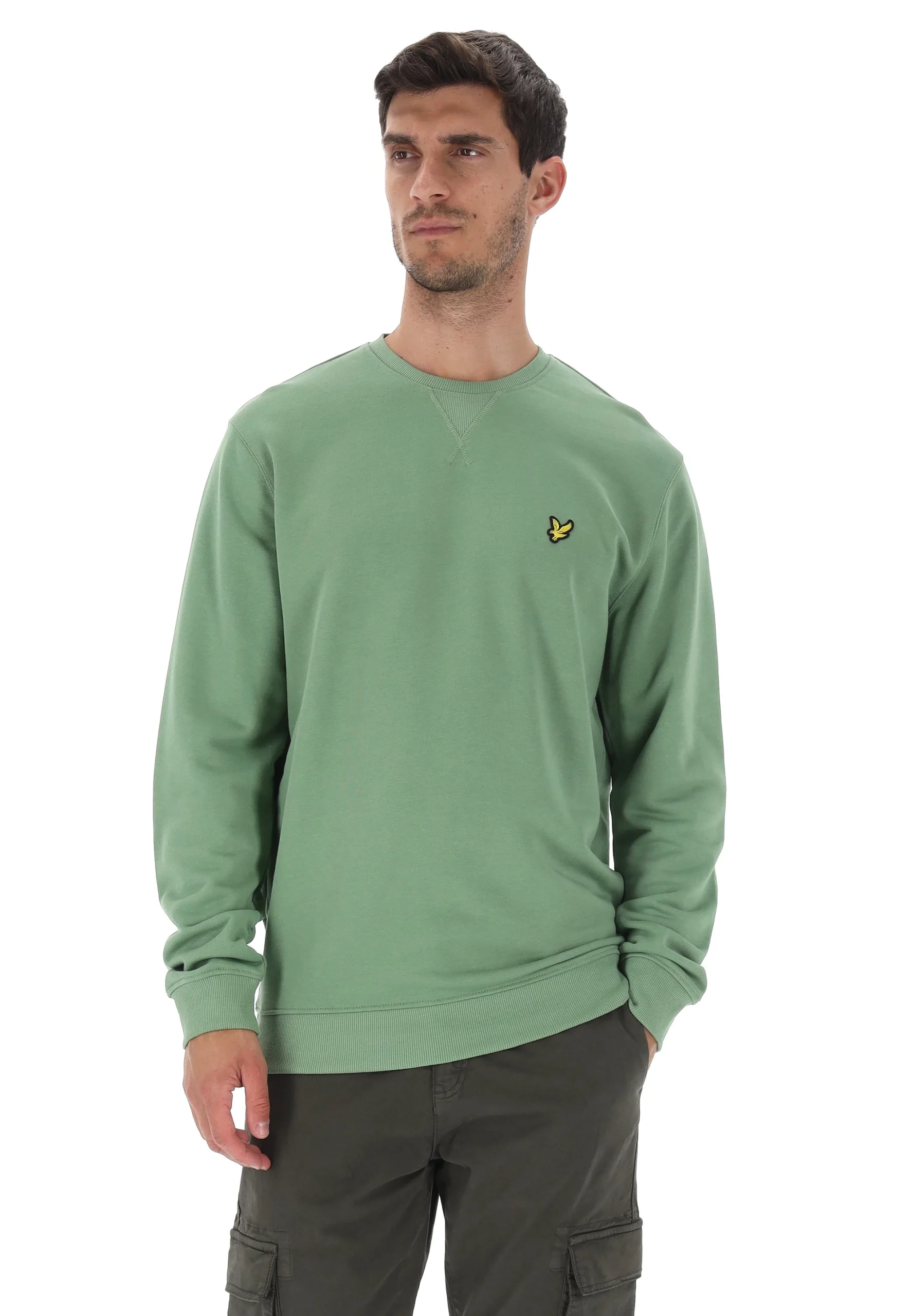 Felpa girocollo uomo Lyle&Scott in cotone con logo ricamato ML424