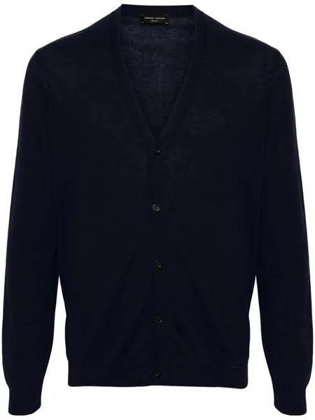 Roberto Collina Uomo Cardigan blu in cotone