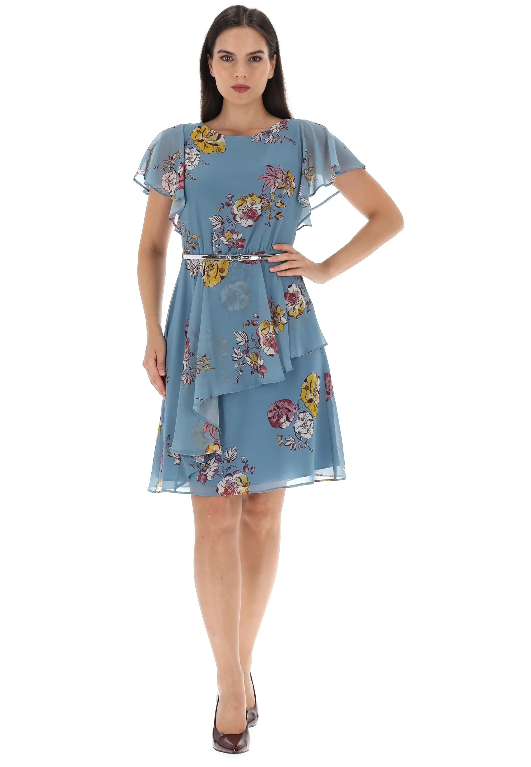 Vestito georgette in fantasia floreale con cintura PennyBlack