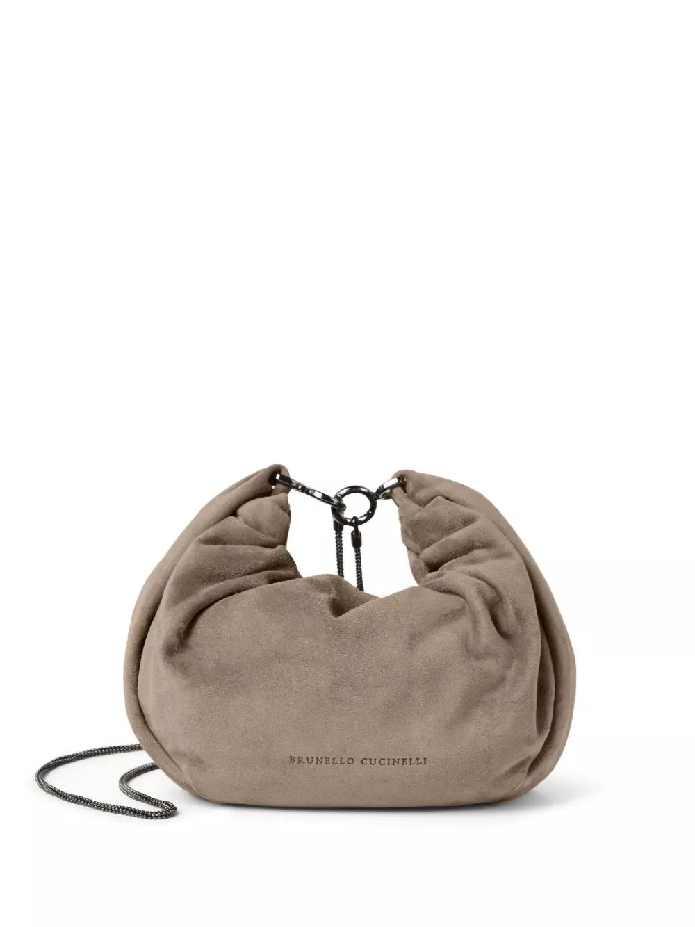 Borsa hobo brioche in camoscio di Brunello cucinelli