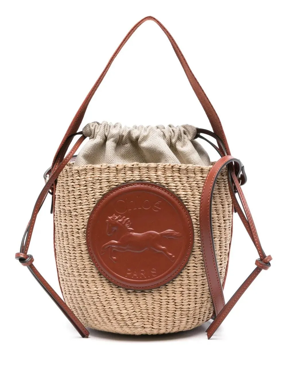 BORSA CESTO PICCOLA HORSE MEDAL IN FIBRE NATURALI