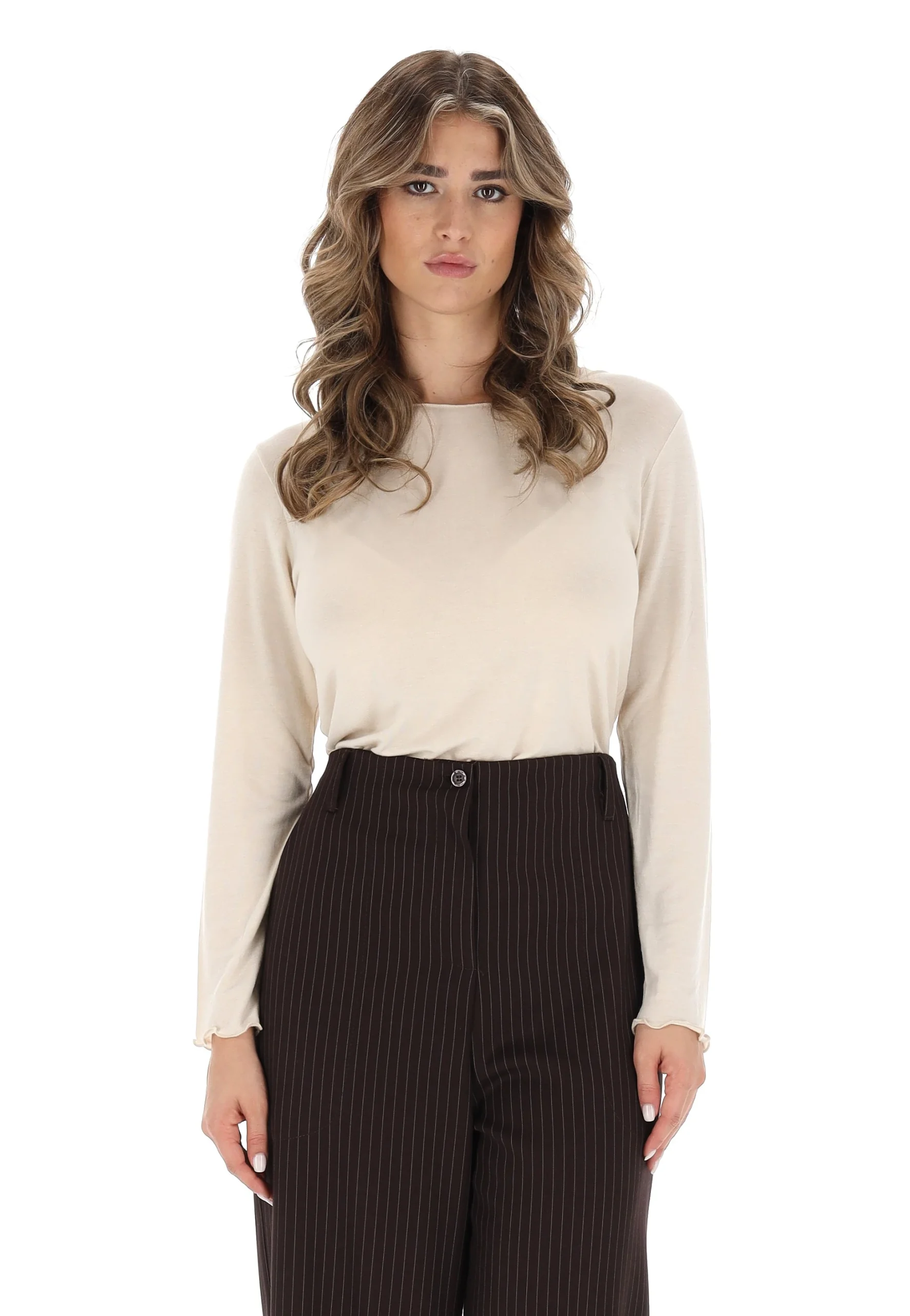 Maglia scollo a barchetta Main&Land in viscosa e lana