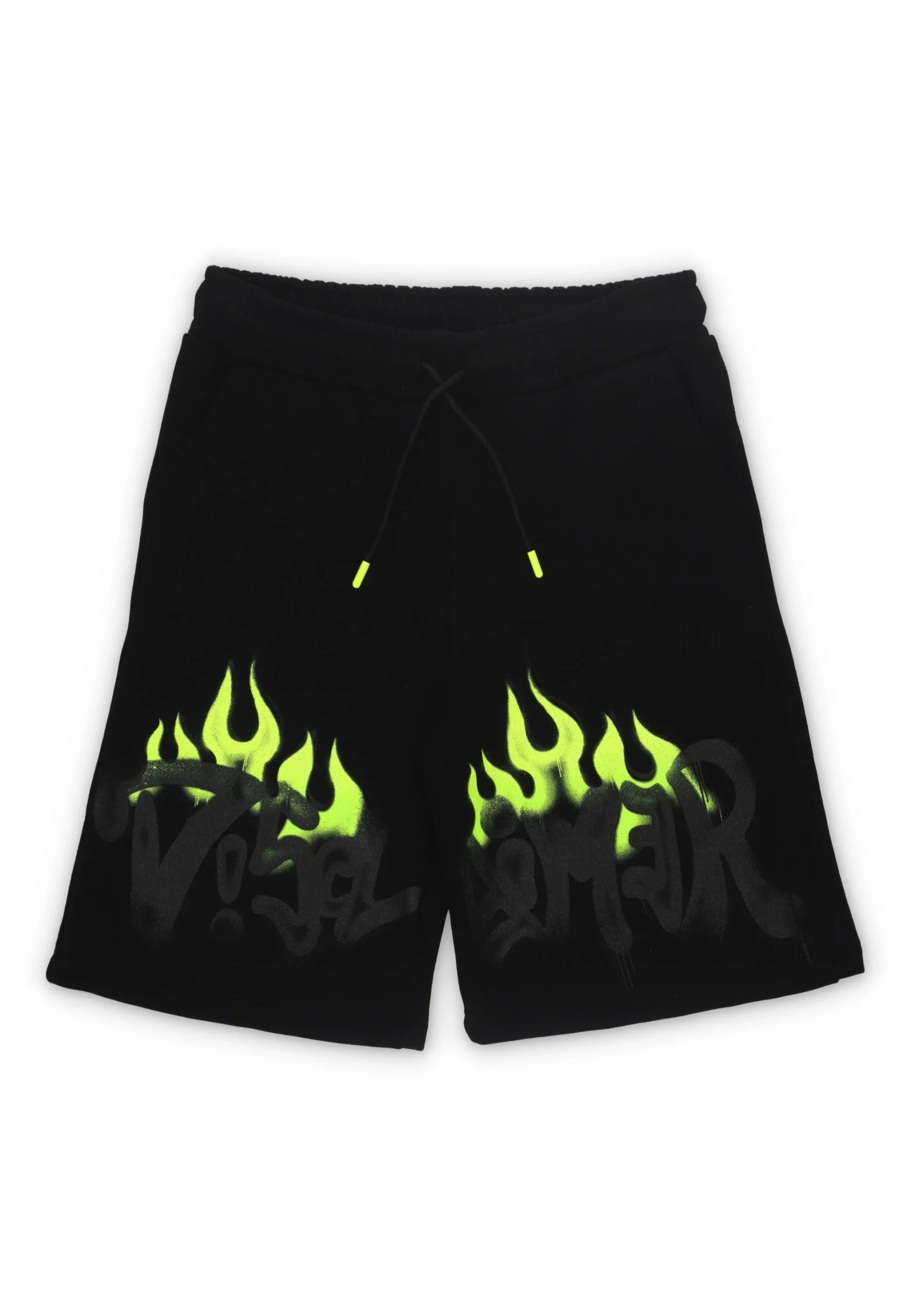 Bermuda in cotone Disclaimer con fiamme fluo ragazzo